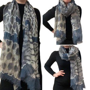 SOLD! EYEFUL Animal Print Scarf Long Wrap Lightweight Zebra Leopard Fray Edge